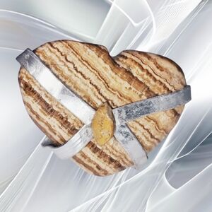 .Hand Wired Ring with Natural Stone Jasper Heart